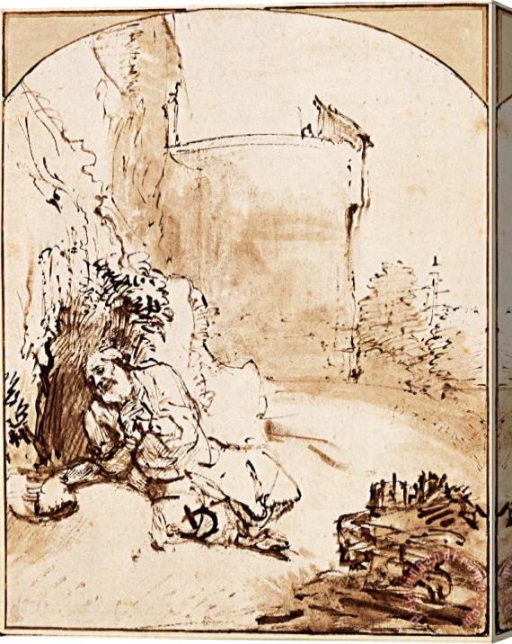 Rembrandt Harmensz van Rijn The Prophet Jonah Before The Walls of Nineveh, C. 1655 Stretched Canvas Painting / Canvas Art