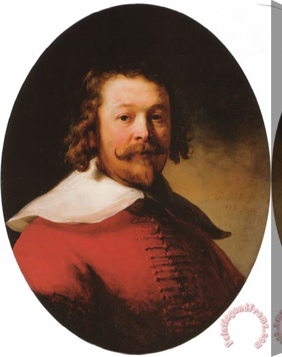 Rembrandt Portrait of a Bearded Man, Bustlength, in a Red Doublet Stretched Canvas Painting / Canvas Art