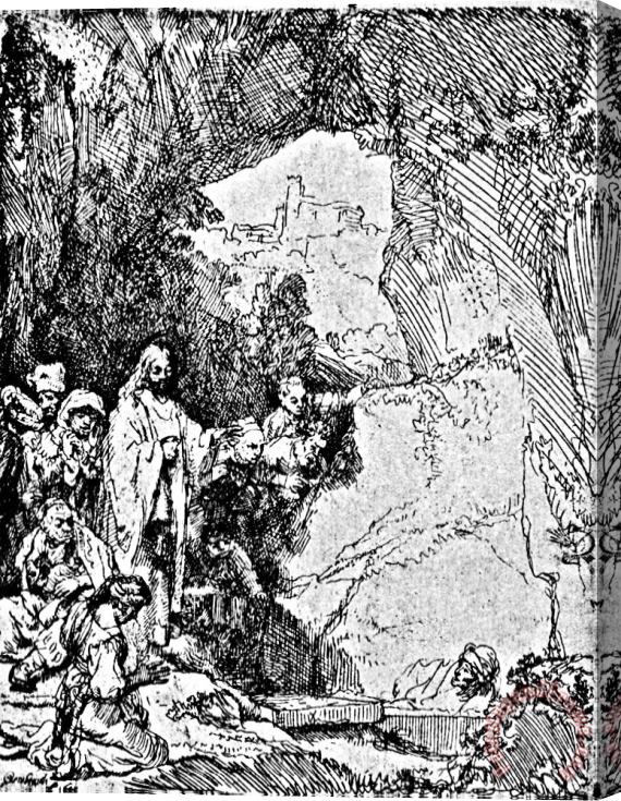 Rembrandt Raising Of Lazarus Rembrandt Engraving Stretched Canvas Print / Canvas Art