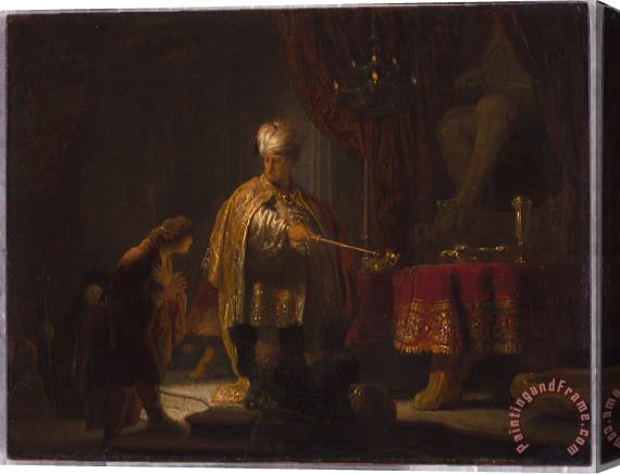 Rembrandt van Rijn Daniel And Cyrus Before The Idol Bel - 1633 Stretched Canvas Painting / Canvas Art