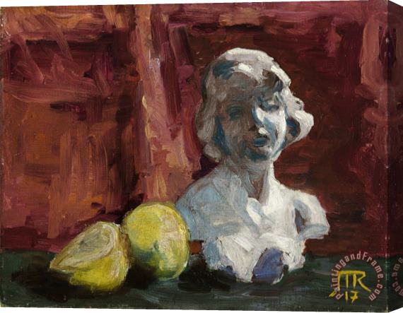 rene magritte Buste En Platre Et Fruits Stretched Canvas Print / Canvas Art