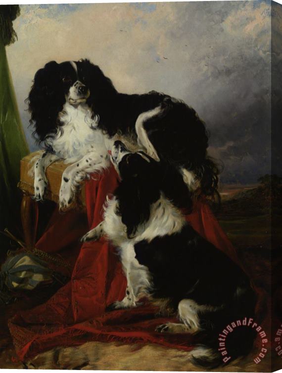 Richard Ansdell King Charles Spaniels Stretched Canvas Painting / Canvas Art