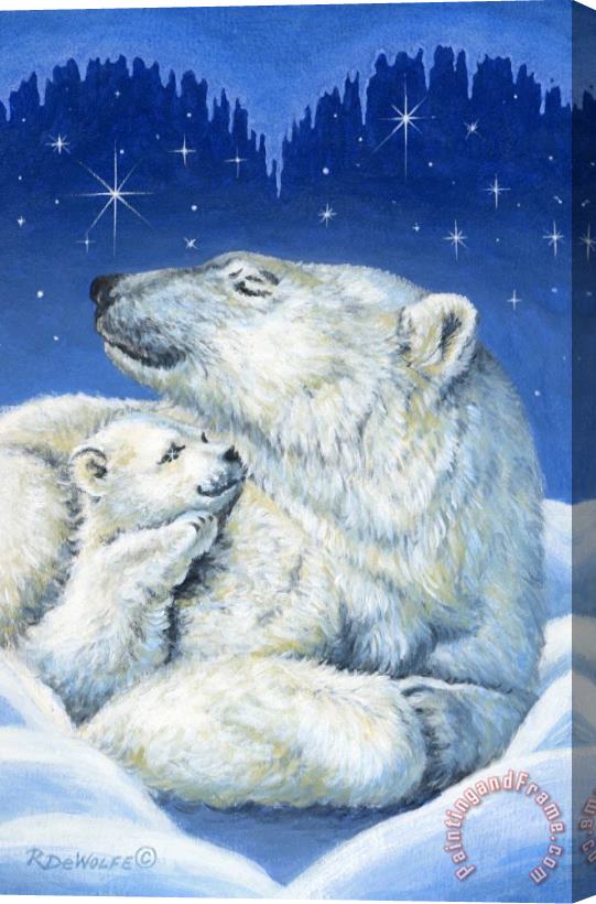 Richard De Wolfe Starry Night Bears Stretched Canvas Print / Canvas Art