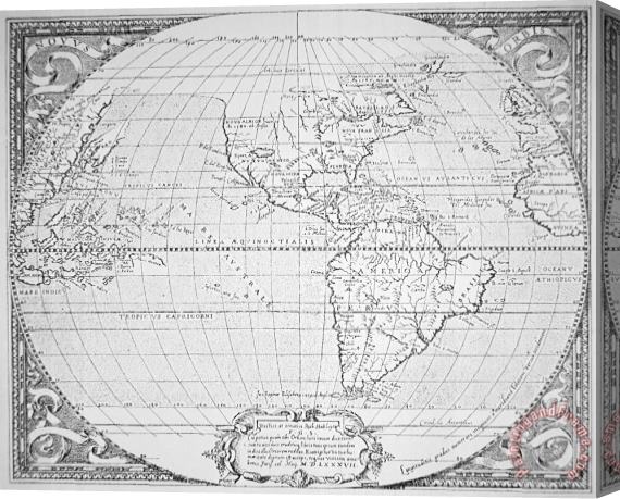 Richard Hakluyt Map of the New World 1587 Stretched Canvas Print / Canvas Art