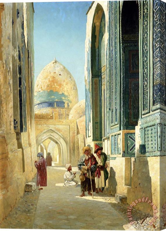 Richard Karlovich Zommer Figures in a Street Before a Mosque Stretched Canvas Print / Canvas Art
