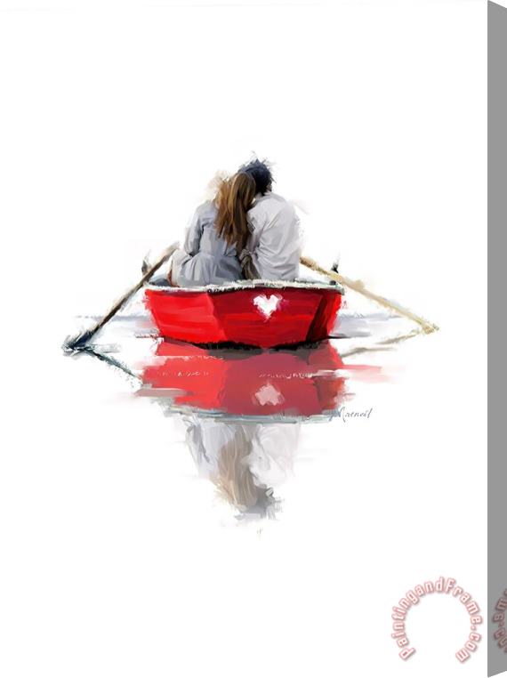 Richard Macneil Couple in a Boat Stretched Canvas Print / Canvas Art