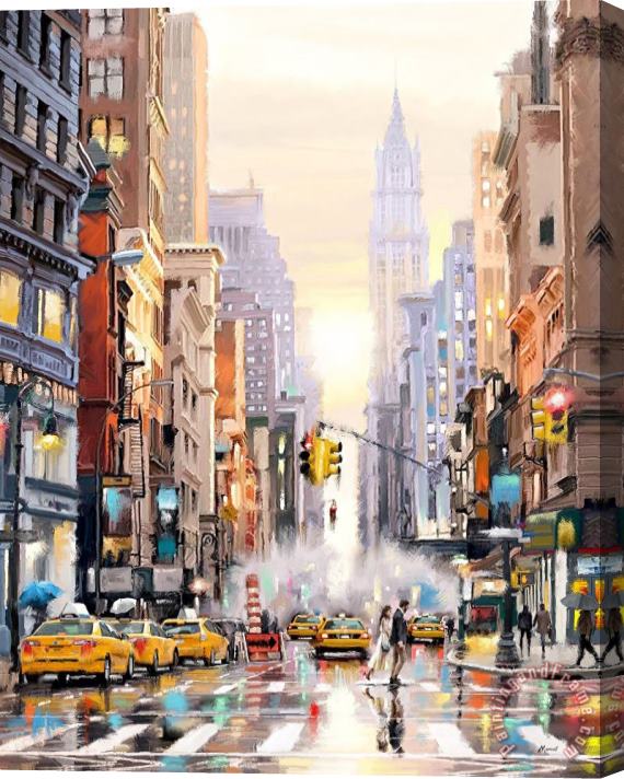 Richard Macneil Sunset on 5th Avenue Stretched Canvas Print / Canvas Art