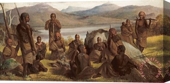 Robert Dowling Group of Natives of Tasmania Stretched Canvas Print / Canvas Art