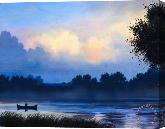 Robert Foster Blue Canoe Stretched Canvas Painting / Canvas Art