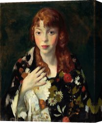 Edna Smith in a Japanese Wrap Canvas Prints - Edna Smith in a Japanese Wrap by Robert Henri