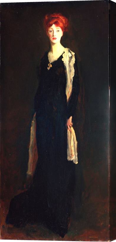 Robert Henri Lady in Black with Spanish Scarf (o in Black with a Scarf) Stretched Canvas Painting / Canvas Art