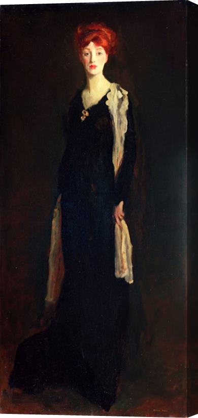 Robert Henri Lady in Black with Spanish Scarf (o in Black with a Scarf) Stretched Canvas Painting / Canvas Art