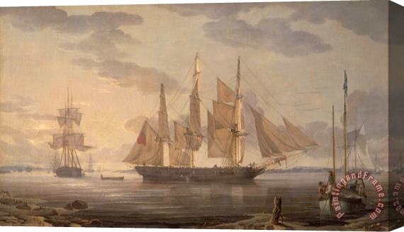 Robert Salmon Ships in Harbor Stretched Canvas Painting / Canvas Art