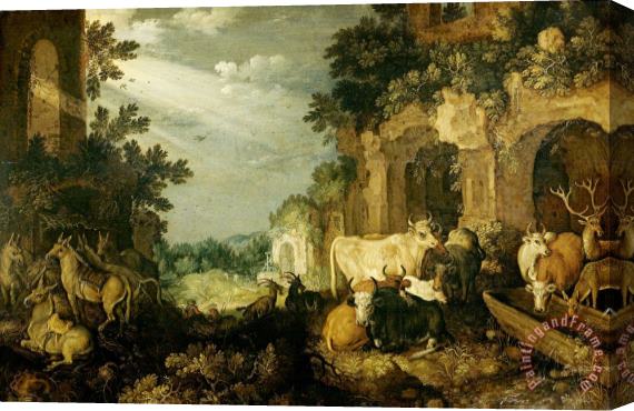 Roelant Savery Landscape with Ruins, Cattle And Deer Stretched Canvas Painting / Canvas Art