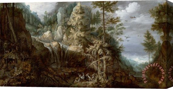 Roelant Savery Landscape with The Temptation of Saint Anthony Stretched Canvas Painting / Canvas Art