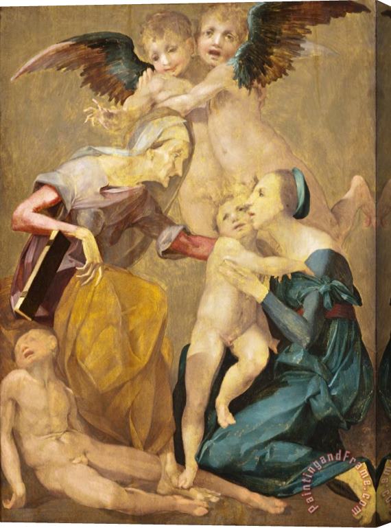 Rosso Fiorentino  Allegory of Salvation with The Virgin And Christ Child, St. Elizabeth, The Young St. John The Baptis... Stretched Canvas Painting / Canvas Art