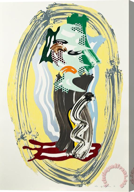 Roy Lichtenstein Green Face From Brushstroke Figures Series, 1989 Stretched Canvas Painting / Canvas Art