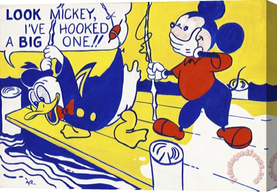 Roy Lichtenstein Look Mickey Stretched Canvas Print / Canvas Art