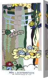 Edna Smith in a Japanese Wrap Canvas Prints - Water Lilies with Japanese Bridge by Roy Lichtenstein
