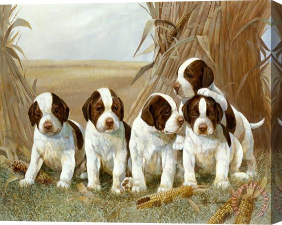Ruane Manning Belle S Pups Stretched Canvas Painting / Canvas Art