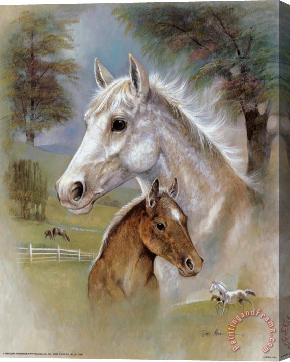 Ruane Manning Dapple Mare And Fowl Stretched Canvas Print / Canvas Art