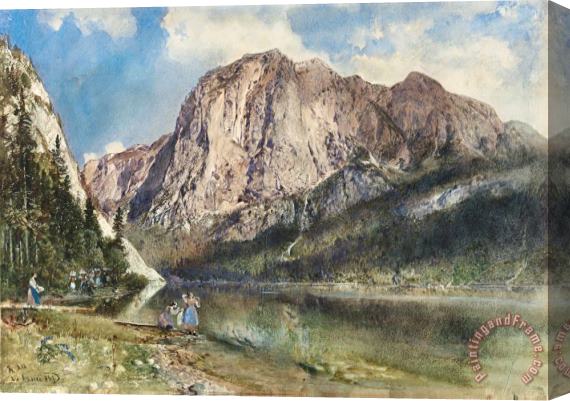 Rudolf von Alt Altaussee Lake And Face of Mount Trissel Stretched Canvas Painting / Canvas Art
