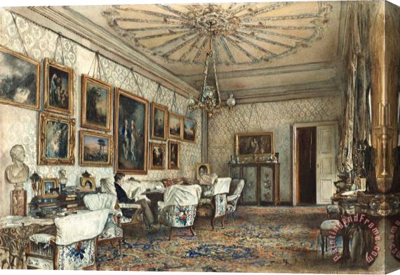 Rudolf von Alt Salon in The Apartment of Count Lanckoronski in Vienna Stretched Canvas Print / Canvas Art