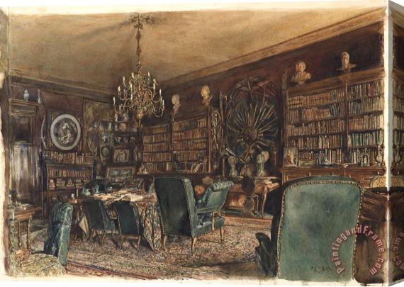 Rudolf von Alt The Library in The Apartment of Count Lanckoronski in Vienna, Riemergasse 8 Stretched Canvas Print / Canvas Art