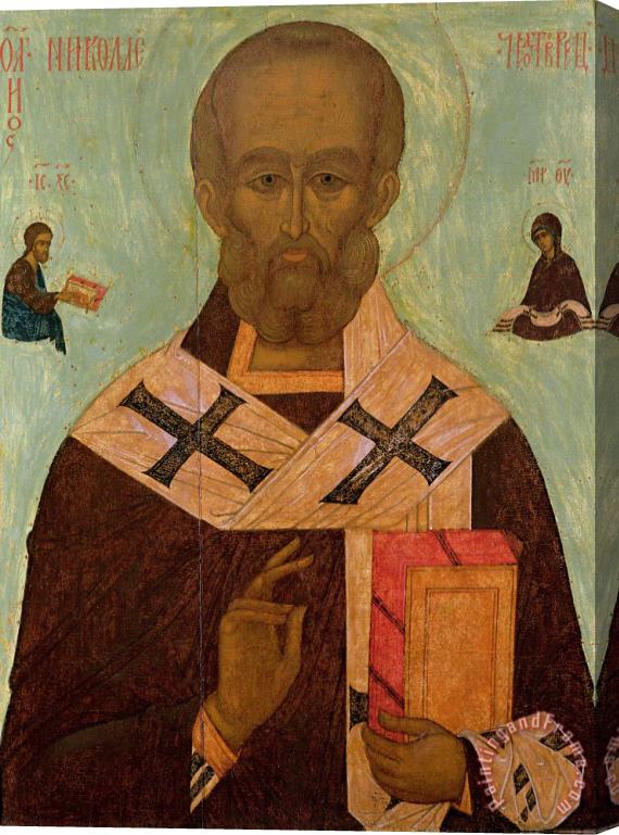 Russian School Icon Of St. Nicholas Stretched Canvas Print / Canvas Art