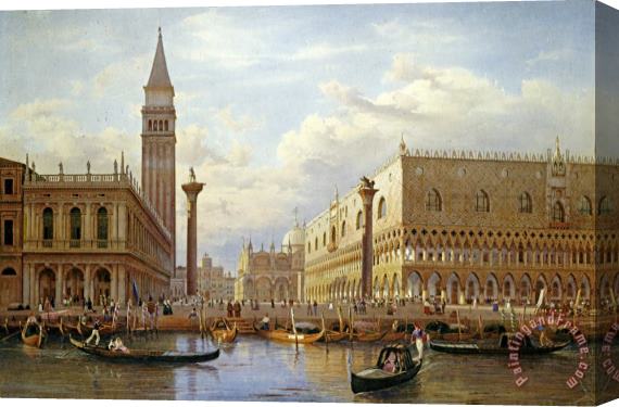 Salomon Corrodi A View of The Piazzetta with The Doges Palace From The Bacino, Venice Stretched Canvas Print / Canvas Art