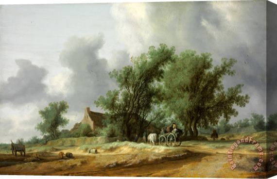 Salomon van Ruysdael Road in The Dunes with a Passanger Coach Stretched Canvas Painting / Canvas Art