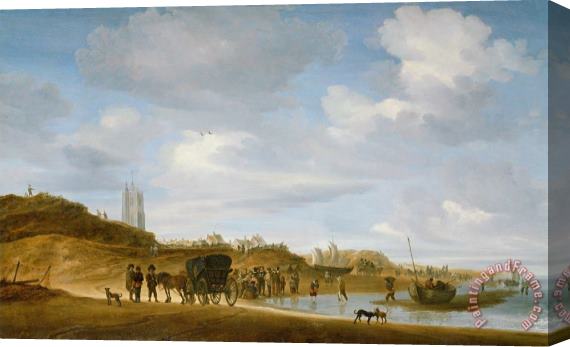 Salomon van Ruysdael The Beach at Egmond an Zee Stretched Canvas Painting / Canvas Art