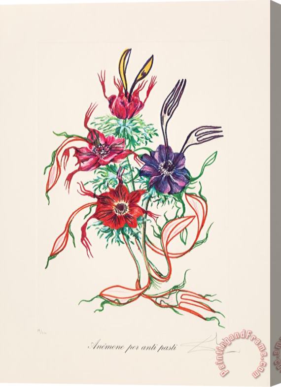 Salvador Dali Anenome Per Anti Pasti, From Florals, 1972 Stretched Canvas Painting / Canvas Art