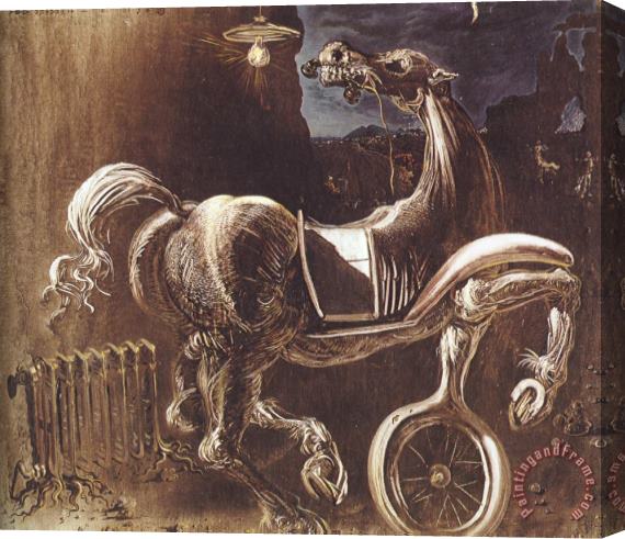Salvador Dali Debris of an Automobile Giving Birth to a Blind Horse Biting a Telephone Stretched Canvas Print / Canvas Art