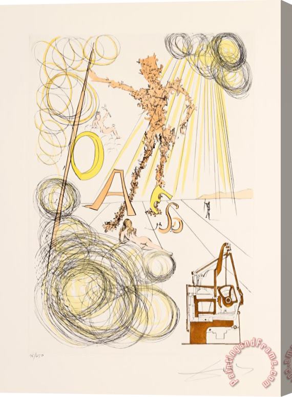Salvador Dali La Linotype, From Hommage a Leonardo Da Vinci Stretched Canvas Print / Canvas Art