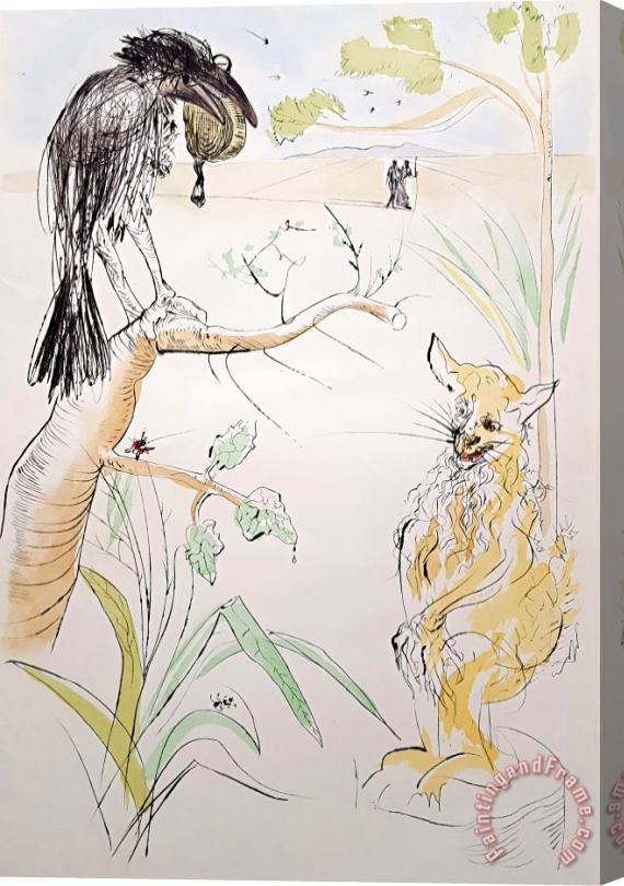 Salvador Dali Le Corbeau Et Le Renard (the Raven And The Fox), 1974 Stretched Canvas Painting / Canvas Art