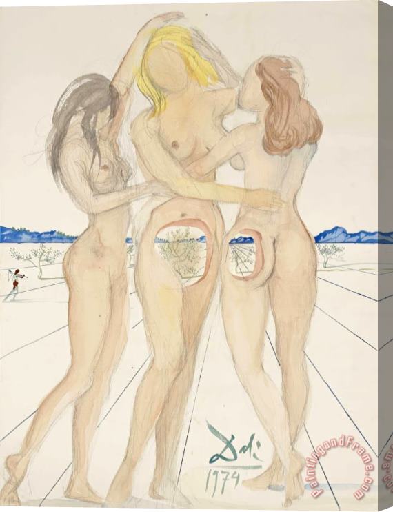 Salvador Dali Les Trois Graces, 1974 Stretched Canvas Print / Canvas Art