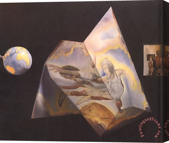 Salvador Dali Polyhedron Basketball Players Being Transformed Into Angels Assembling a Hologram The Central Stretched Canvas Print / Canvas Art