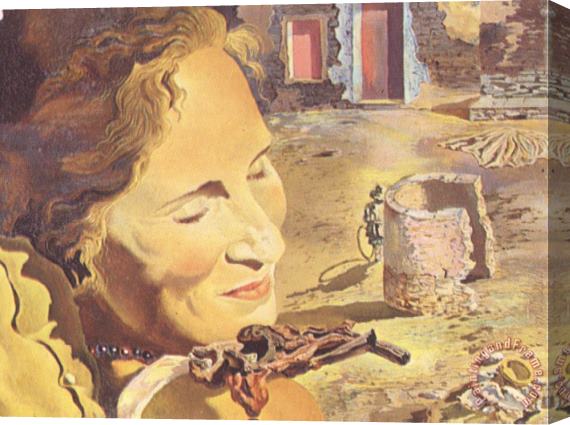 Salvador Dali Portrait of Gala with Two Lamb Chops Balanced on Her Shoulder Stretched Canvas Print / Canvas Art