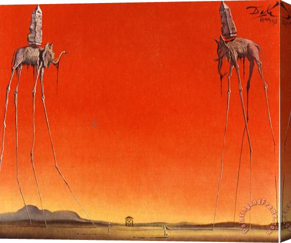 Salvador Dali The Elephants Large Stretched Canvas Painting / Canvas Art