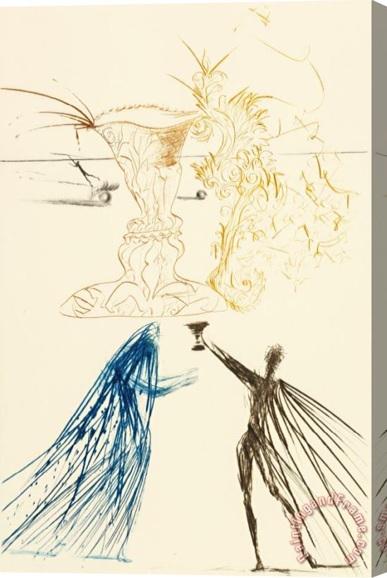 Salvador Dali Tristan And Iseult (portfolio of Twenty One Engravings, with Stretched Canvas Painting / Canvas Art