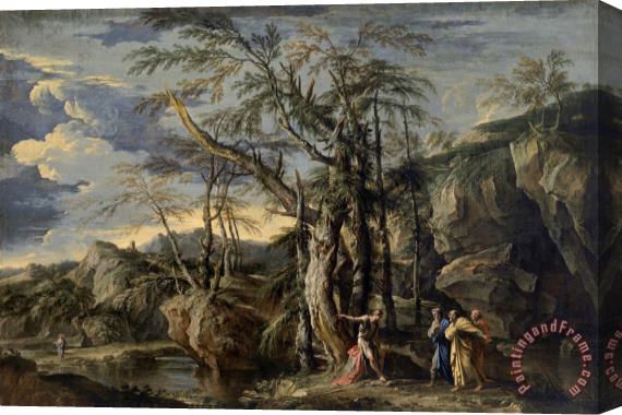Salvator Rosa St John The Baptist Revealing Christ to The Disciples Stretched Canvas Print / Canvas Art