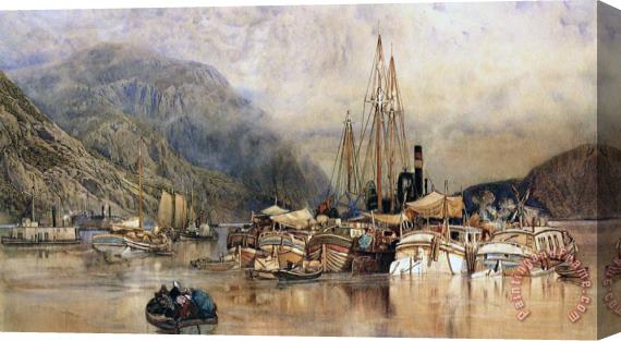 Samuel Colman Shipping On The Hudson River Stretched Canvas Print / Canvas Art