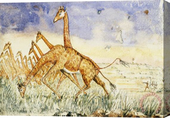 Samuel Henry Baker The First Rush of The Giraffes Stretched Canvas Painting / Canvas Art