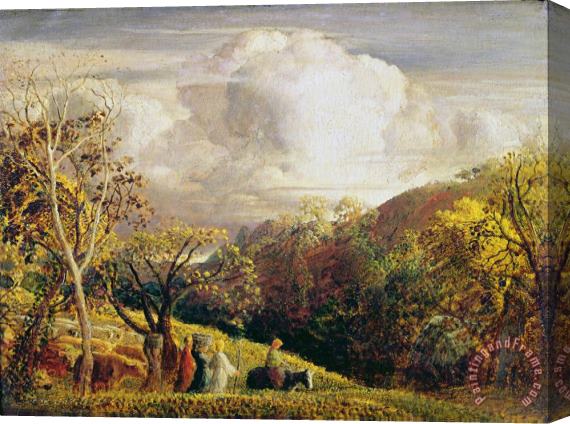 Samuel Palmer Landscape figures and cattle Stretched Canvas Print / Canvas Art