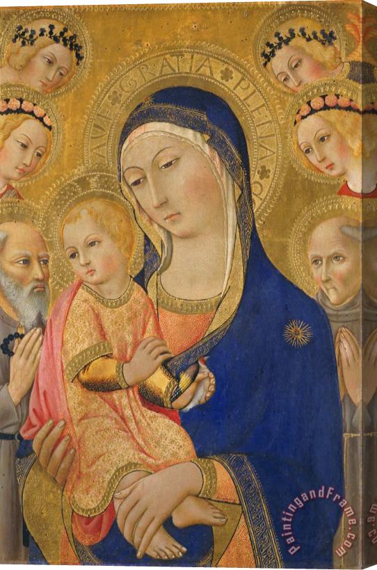 Sano di Pietro Madonna And Child With Saint Jerome Saint Bernardino And Angels Stretched Canvas Painting / Canvas Art