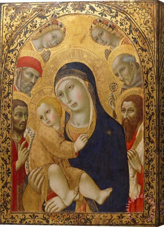 Sano di Pietro Madonna And Child with Saints Jerome, John The Baptist, Bernardino And Bartholomew Stretched Canvas Print / Canvas Art