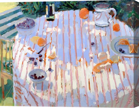 Sarah Butterfield In The Garden Table With Oranges Stretched Canvas Painting / Canvas Art
