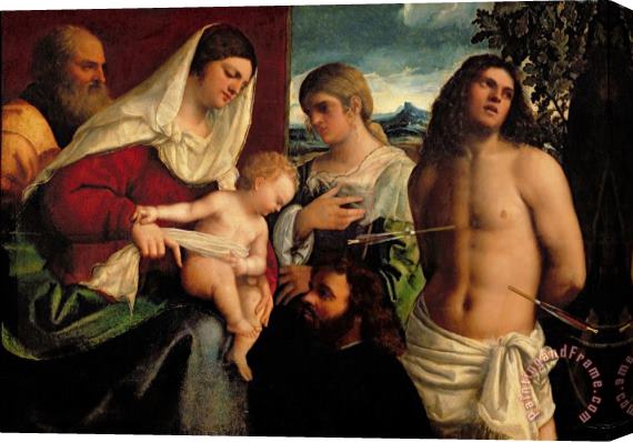 Sebastiano de Piombo Sacra Conversatione with SS Catherine Sebastian and Holy Family Stretched Canvas Painting / Canvas Art