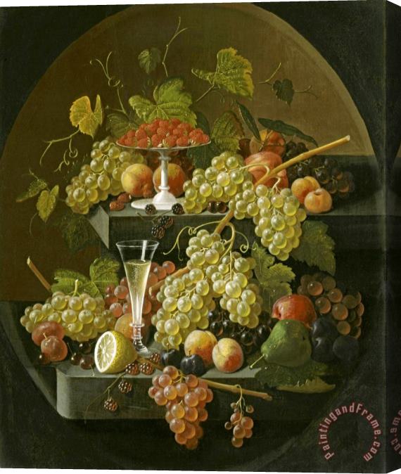 Severin Roesen Fruit And Wine Glass Stretched Canvas Painting / Canvas Art